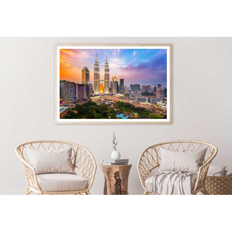 Kuala Lumpur City Skyline at Dusk Photograph Home Decor Premium Quality Poster Print Choose Your Sizes