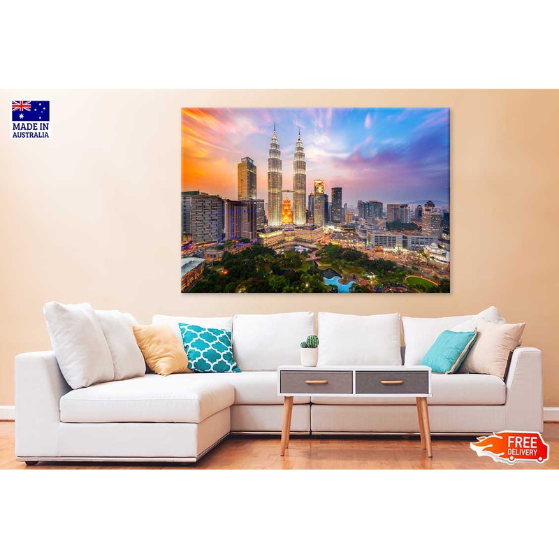 Kuala Lumpur City Skyline at Dusk View Print 100% Australian Made