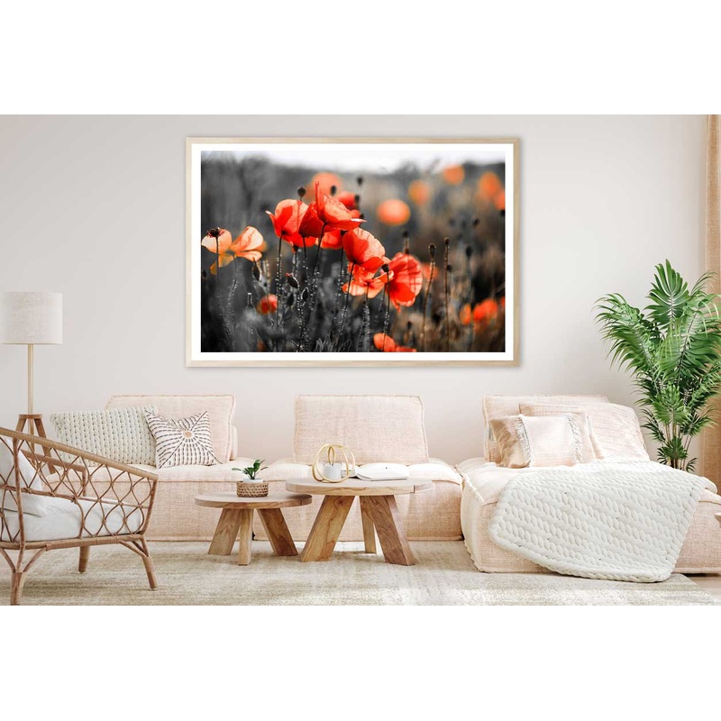 Orange Poppy Flowers Closeup View Home Decor Premium Quality Poster Print Choose Your Sizes