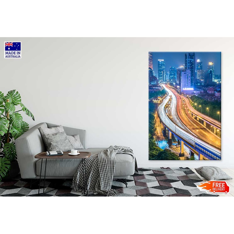 Overpass Bridge & City Night View Photograph Print 100% Australian Made