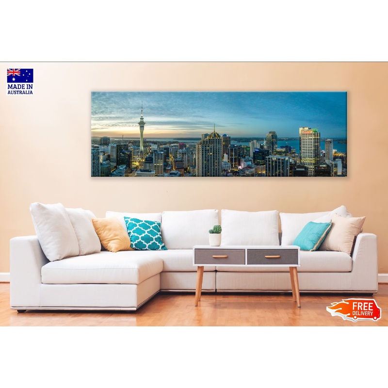 Panoramic Canvas Auckland City & Sky View Photograph High Quality 100% Australian Made Wall Canvas Print Ready to Hang