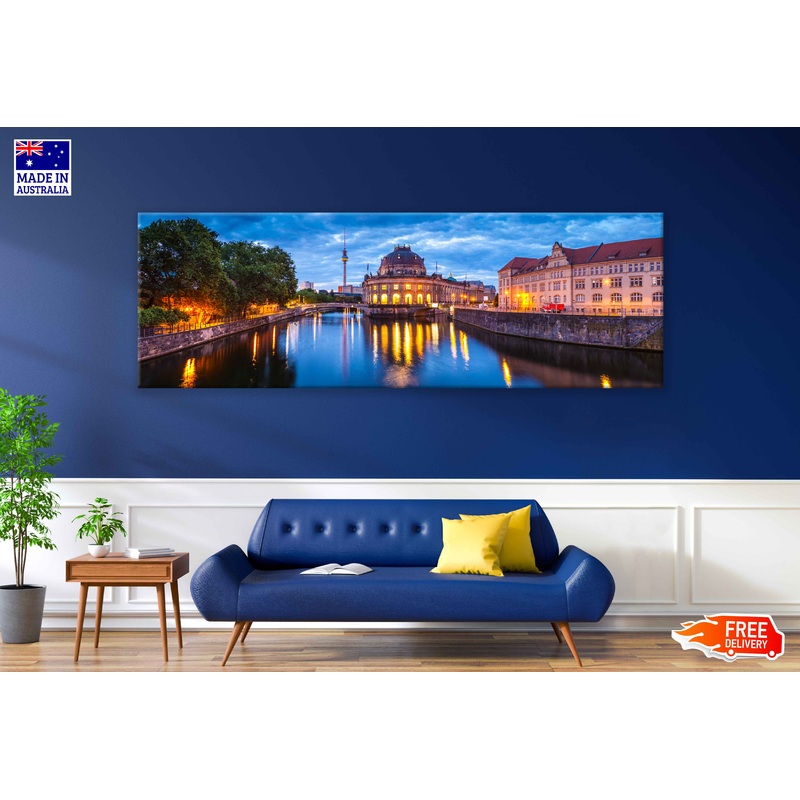 Panoramic Canvas Bode Museum Night View Photograph High Quality 100% Australian Made Wall Canvas Print Ready to Hang