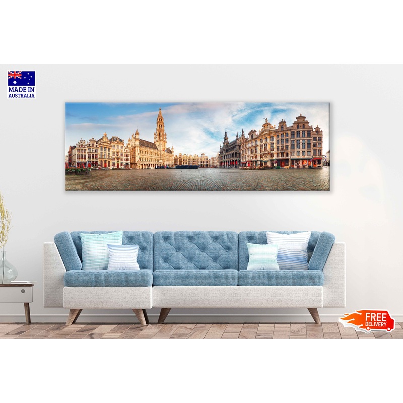 Panoramic Canvas Brussels Grand Place View Photograph High Quality 100% Australian Made Wall Canvas Print Ready to Hang