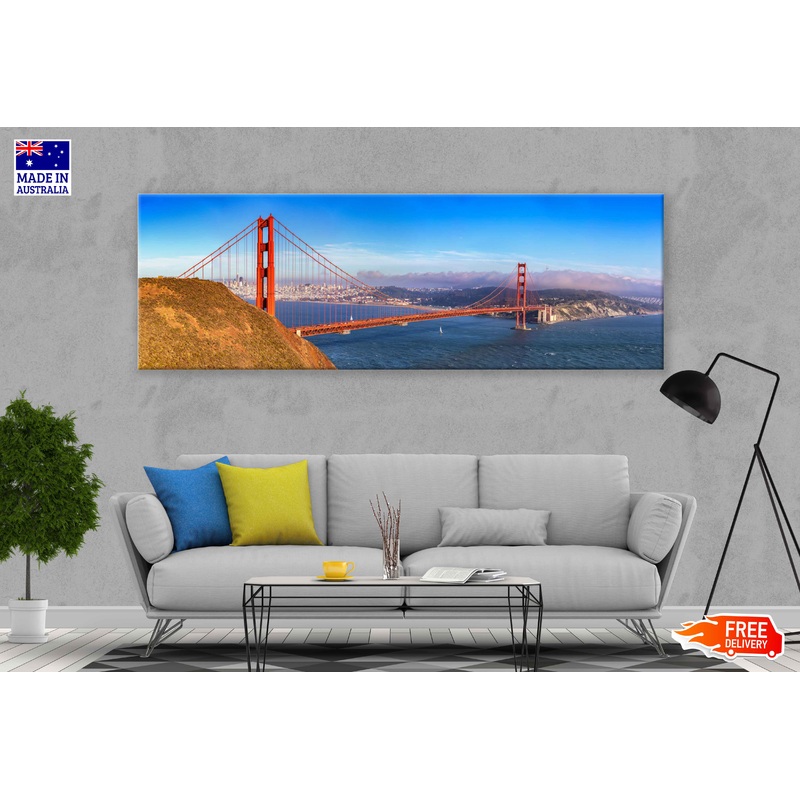 Panoramic Canvas Golden Gate Bridge View Photograph High Quality 100% Australian Made Wall Canvas Print Ready to Hang