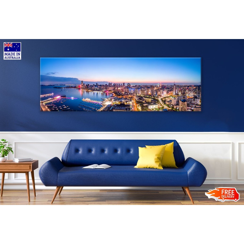 Panoramic Canvas Hanoi City Twilight Photograph High Quality 100% Australian Made Wall Canvas Print Ready to Hang