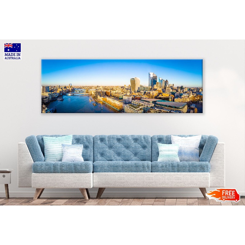 Panoramic Canvas London City Morning View Photograph High Quality 100% Australian Made Wall Canvas Print Ready to Hang