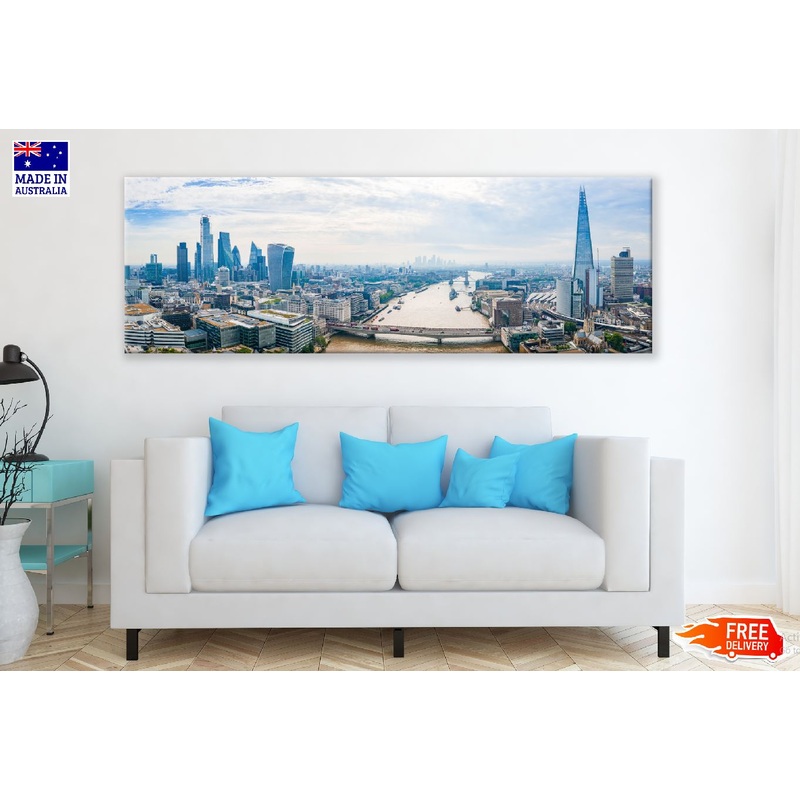 Panoramic Canvas London City Sky View Photograph High Quality 100% Australian Made Wall Canvas Print Ready to Hang