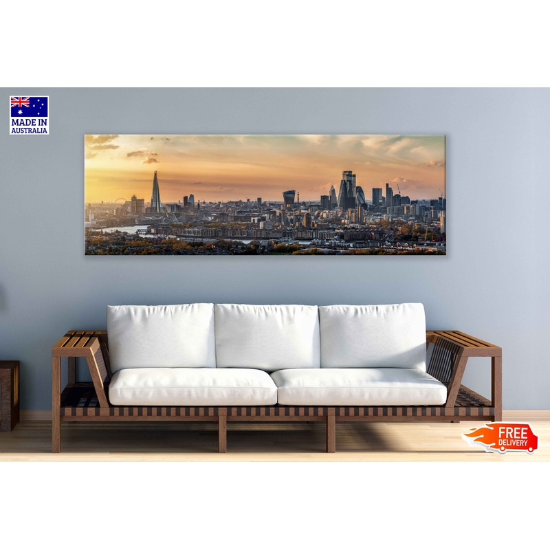 Panoramic Canvas London Sunset View Photograph High Quality 100% Australian Made Wall Canvas Print Ready to Hang