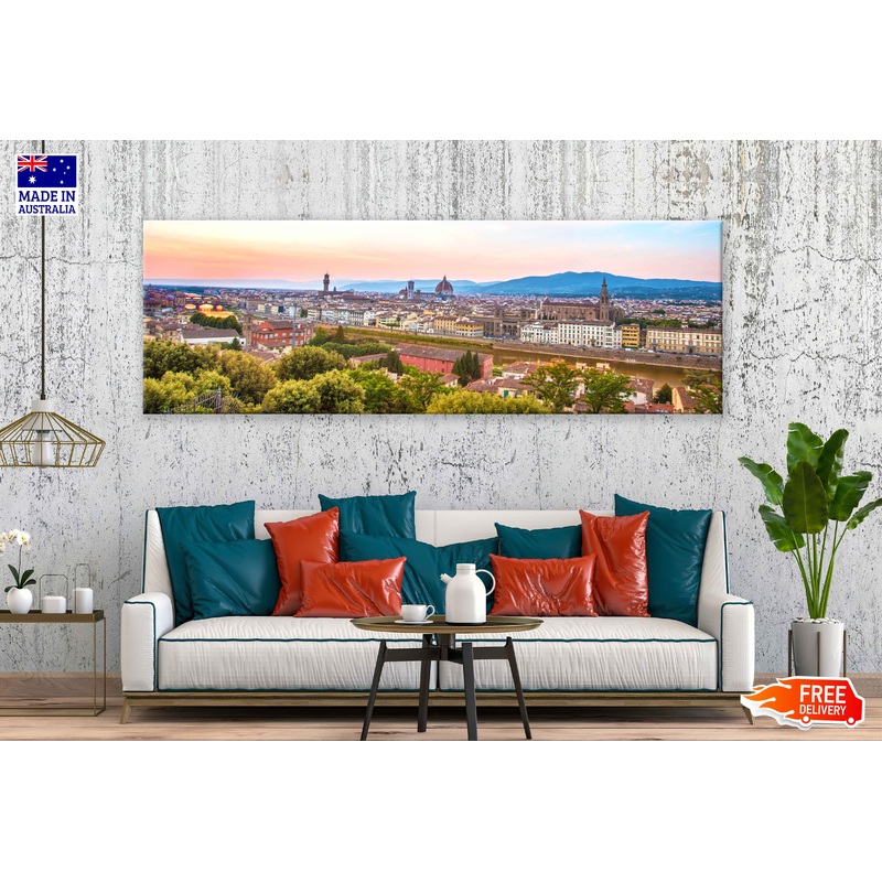 Panoramic Canvas Michelangelo City Sunset Scenery View High Quality 100% Australian Made Wall Canvas Print Ready to Hang