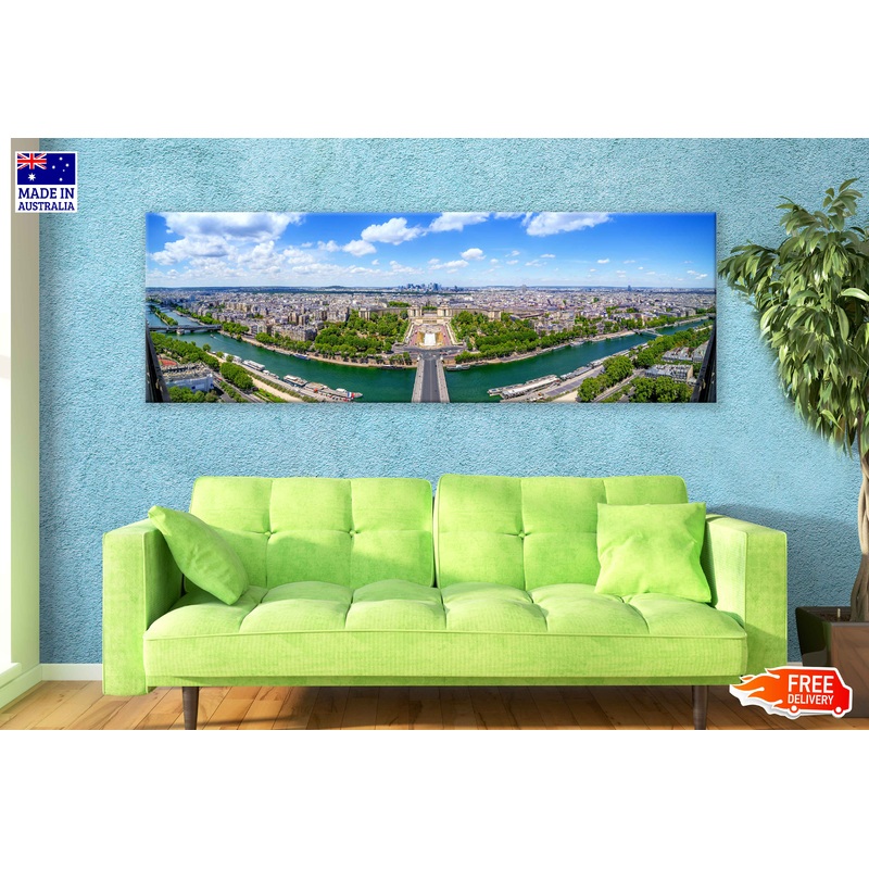 Panoramic Canvas Paris City Sky View High Quality 100% Australian Made Wall Canvas Print Ready to Hang