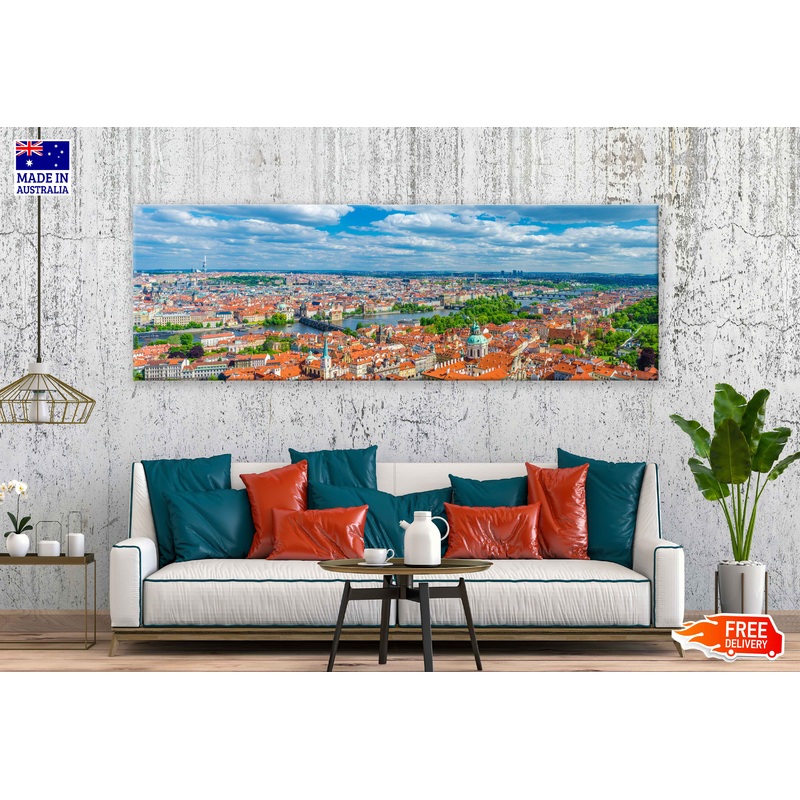Panoramic Canvas Prague Old Town View Photograph High Quality 100% Australian Made Wall Canvas Print Ready to Hang