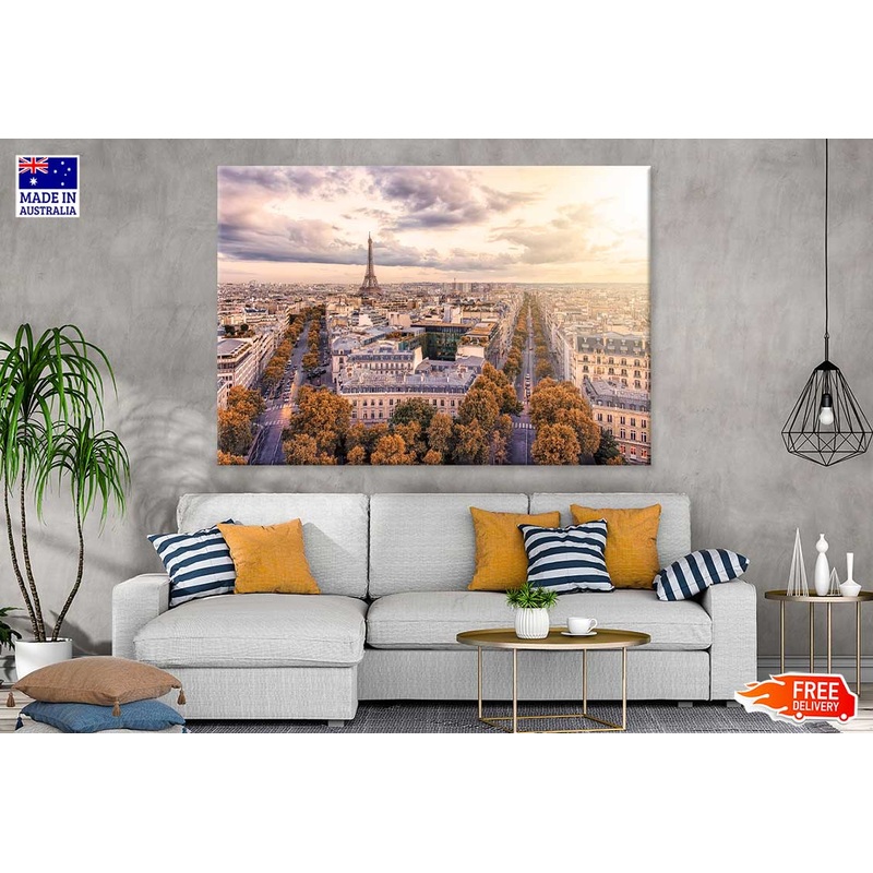 Paris City & Eiffel Tower Autumn Scenery View Print 100% Australian Made