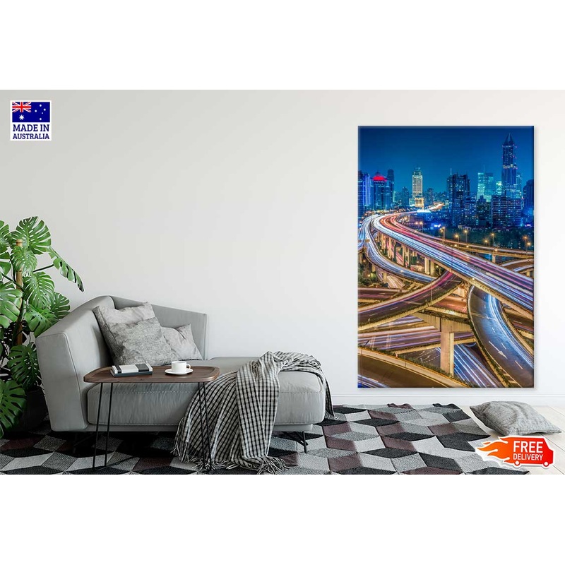Shanghai Overpass at Night View Photograph Print 100% Australian Made