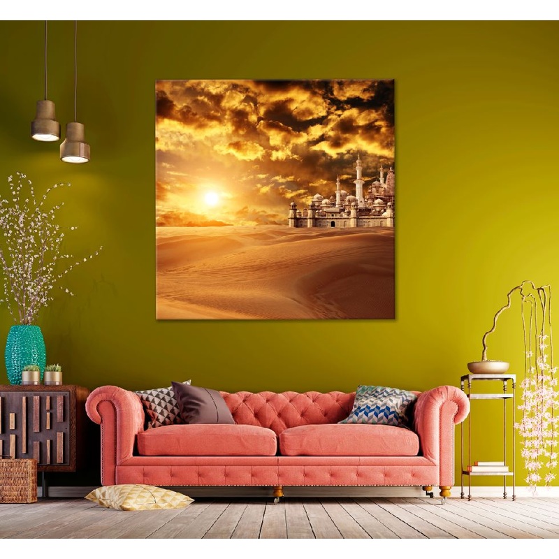 Square Canvas Desert Lost City with Sunset View Photograph High Quality Print 100% Australian Made