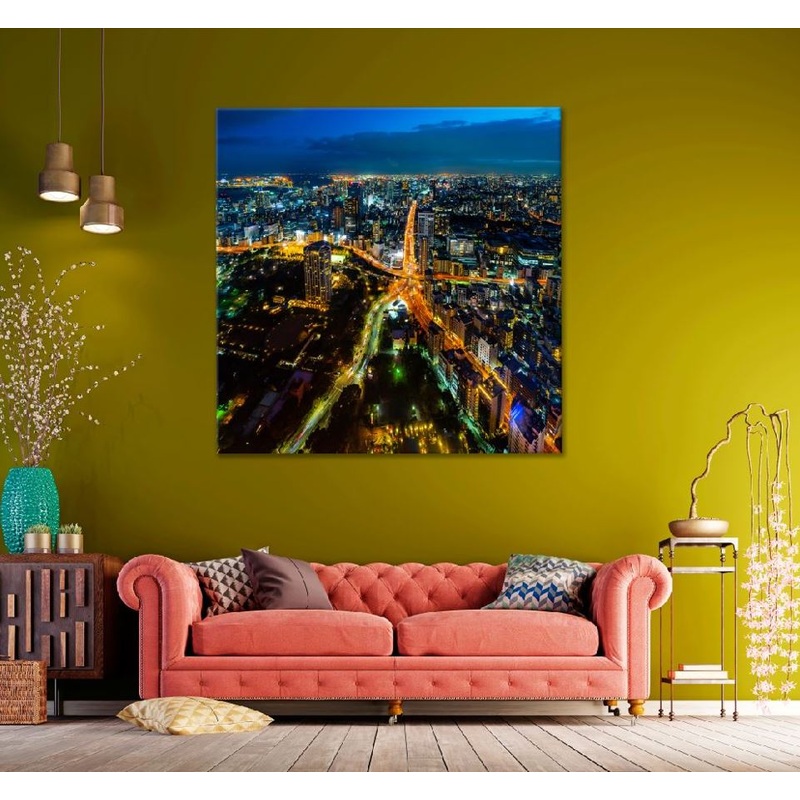 Square Canvas Twilight Sky Photograph in Tokyo Japan High Quality Print 100% Australian Made