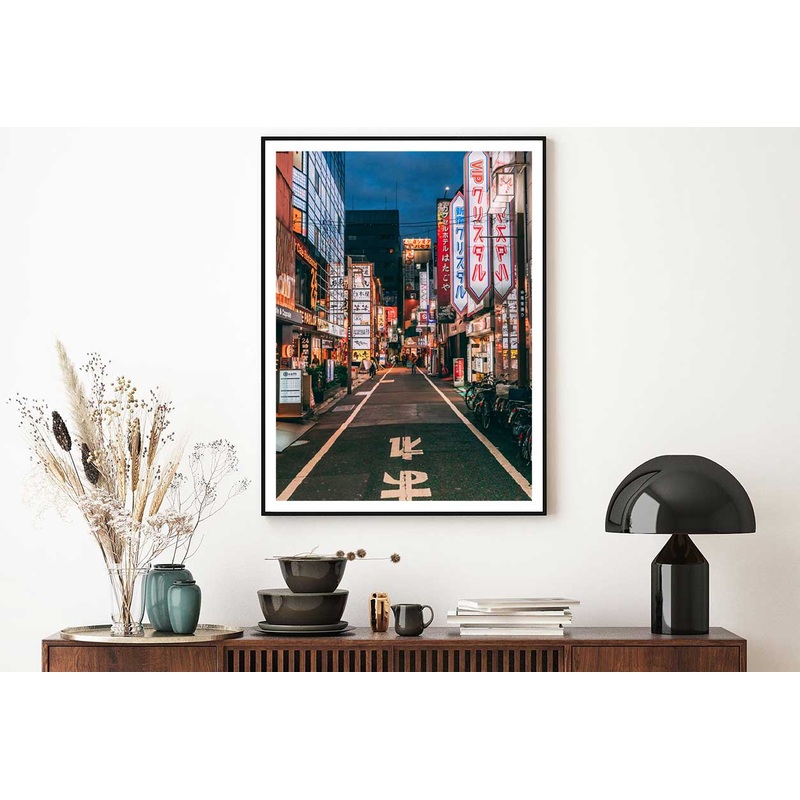 Street Shinjuku District View Photograph in Tokyo Home Decor Premium Quality Poster Print Choose Your Sizes