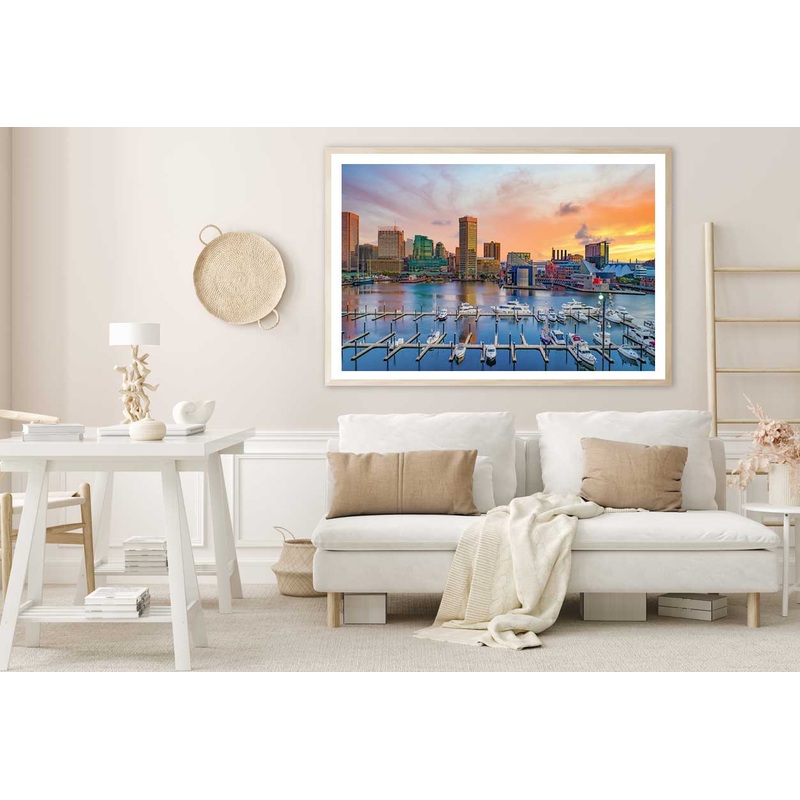 USA Inner Harbor Skyline Aerial View Photograph Home Decor Premium Quality Poster Print Choose Your Sizes