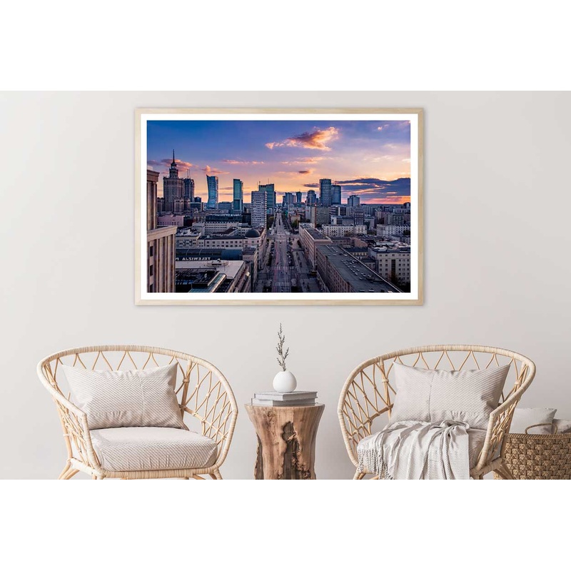 Warsaw City Sunset View Photograph Poland Home Decor Premium Quality Poster Print Choose Your Sizes