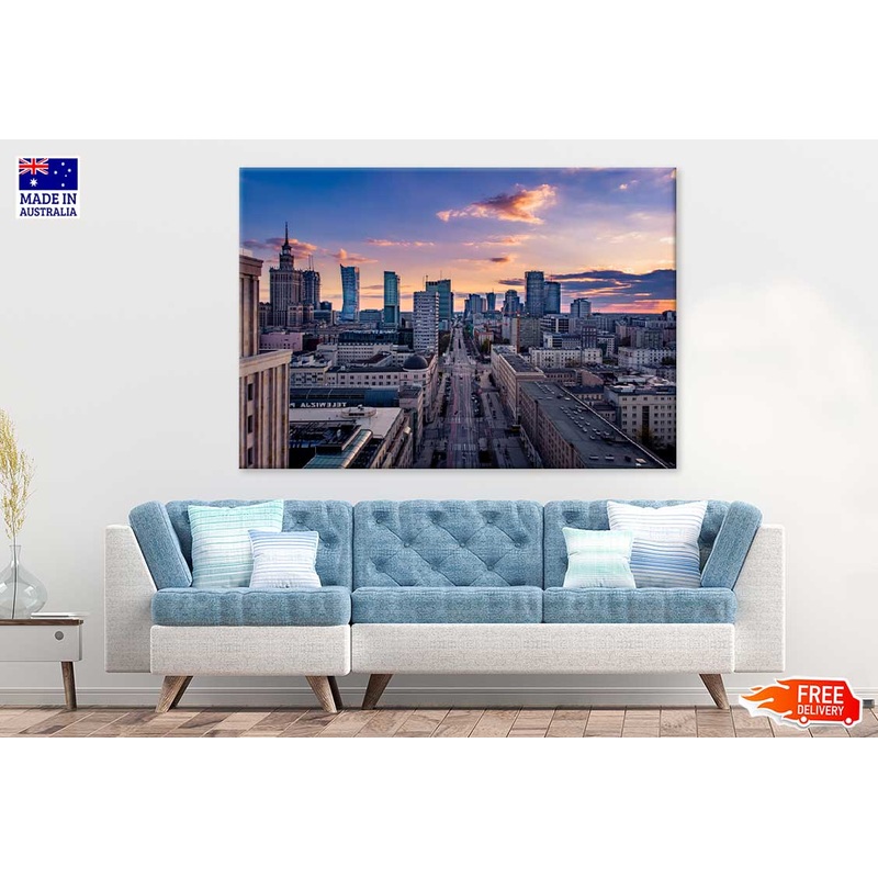 Warsaw City Sunset View Photograph Poland Print 100% Australian Made