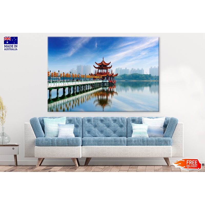 Wooden Pier On Lake View Photograph Print 100% Australian Made