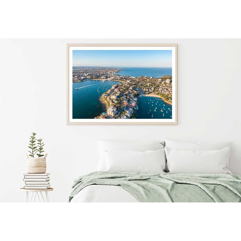 Aerial View of Manly Sea & City Photograph Home Decor Premium Quality Poster Print Choose Your Sizes