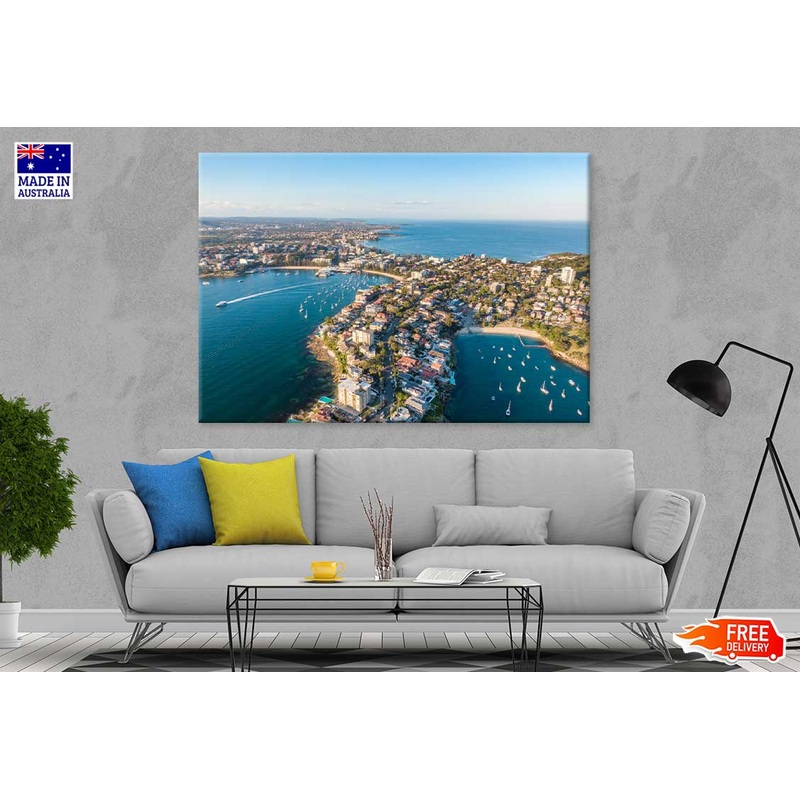 Aerial View of Manly Sea & City Print 100% Australian Made
