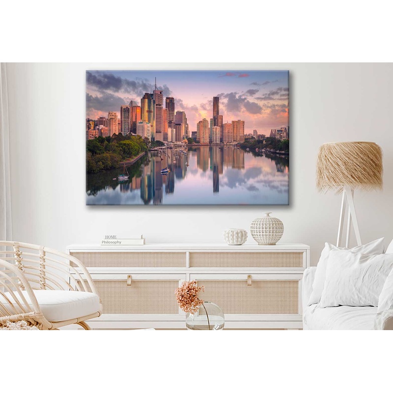 Bella Home Brisbane Skyline During Sunrise Print Canvas Ready to hang