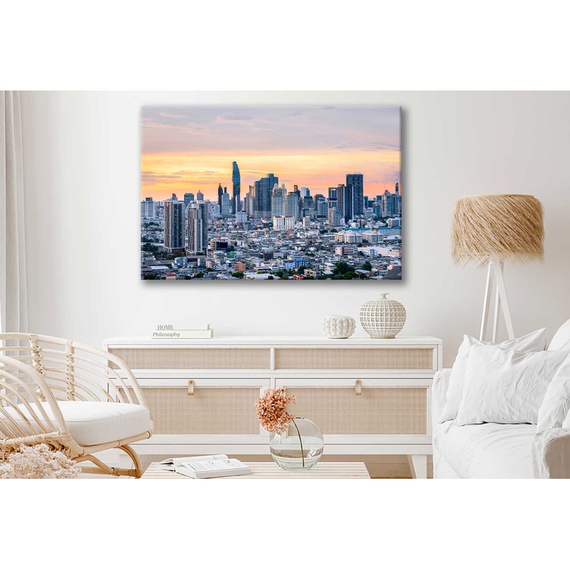 Bella Home Cityscape Sunset View of Bangkok Print Canvas Ready to hang