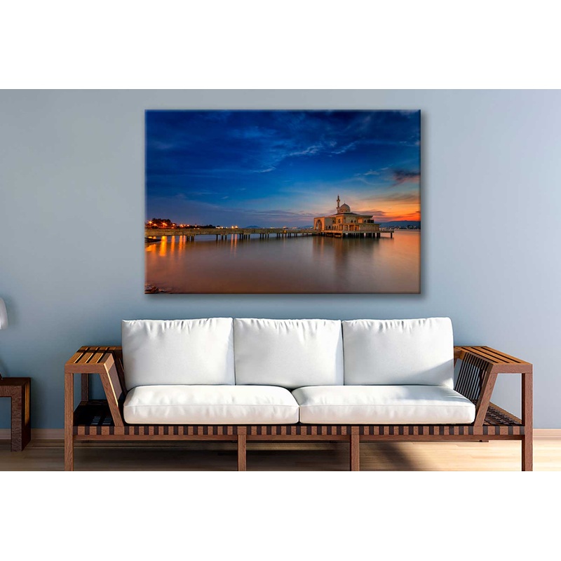 Bella Home Floating Mosques Lake & BLue Sky Print Canvas Ready to hang