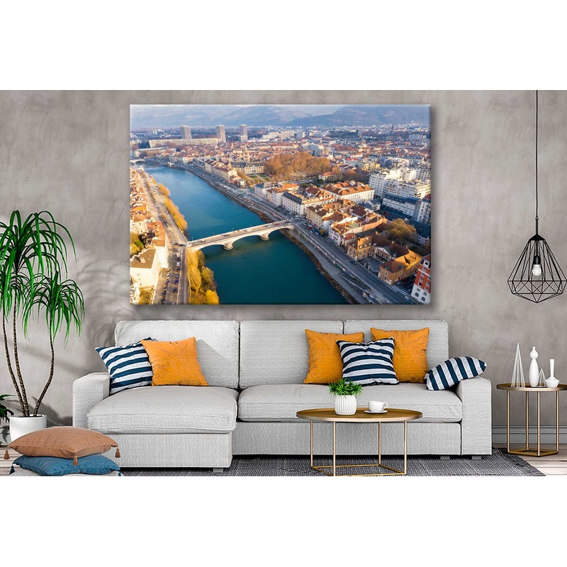 Bella Home Grenoble City With Bridge in France Print Canvas Ready to hang