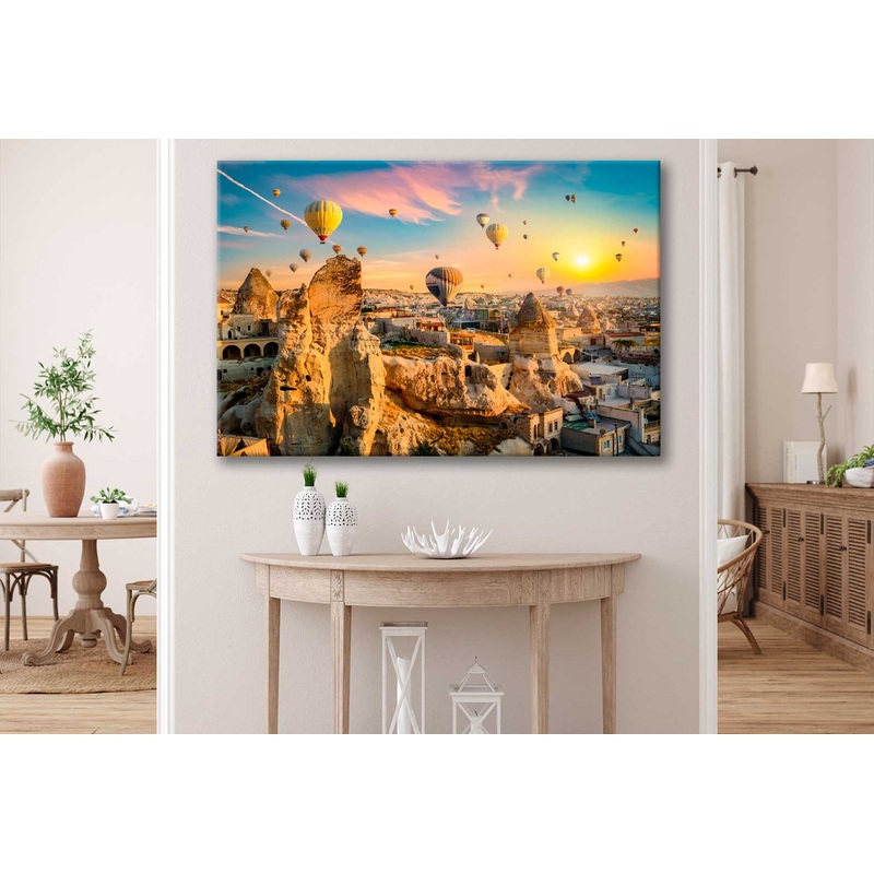 Bella Home Hot Air Balloons at Sunset View Print Canvas Ready to hang