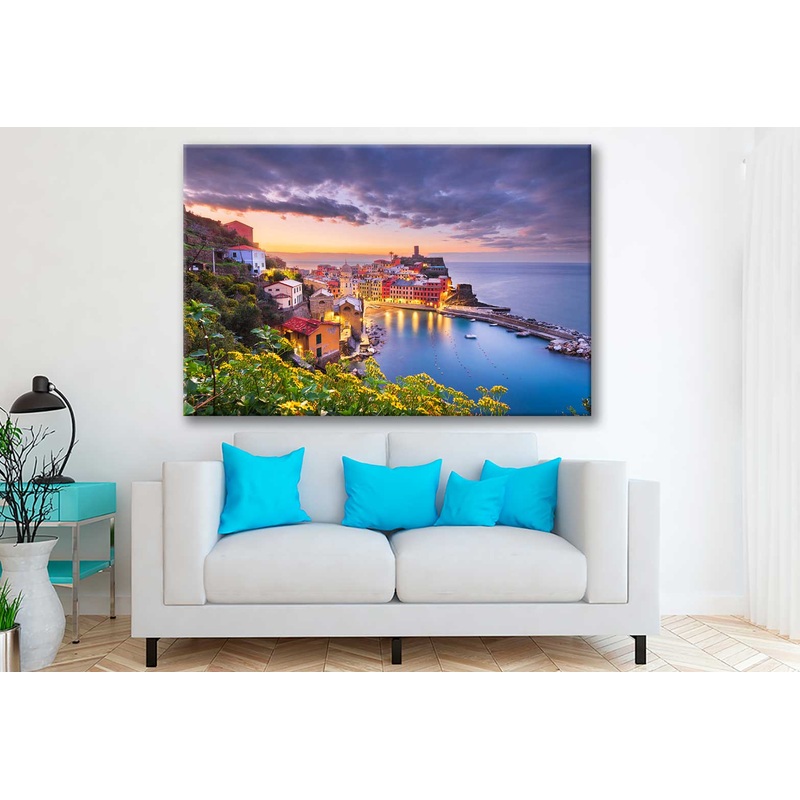 Bella Home Italy in The Cinque Terre Region at Dusk Print Canvas Ready to hang