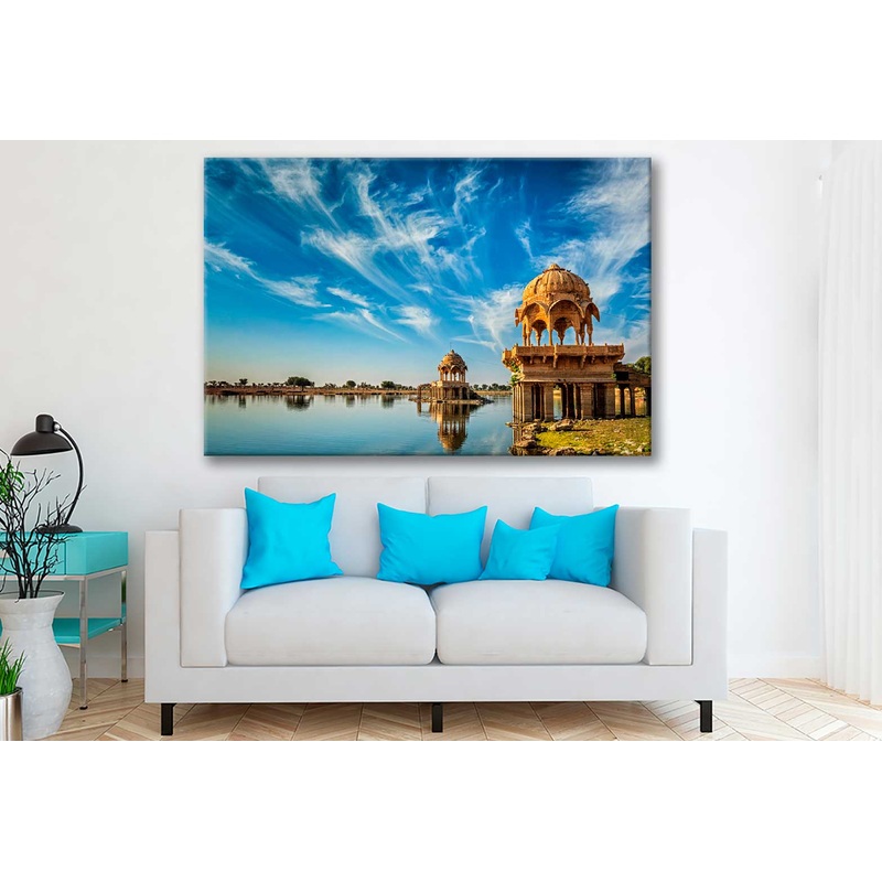 Bella Home Lake View in Rajasthan India Print Canvas Ready to hang