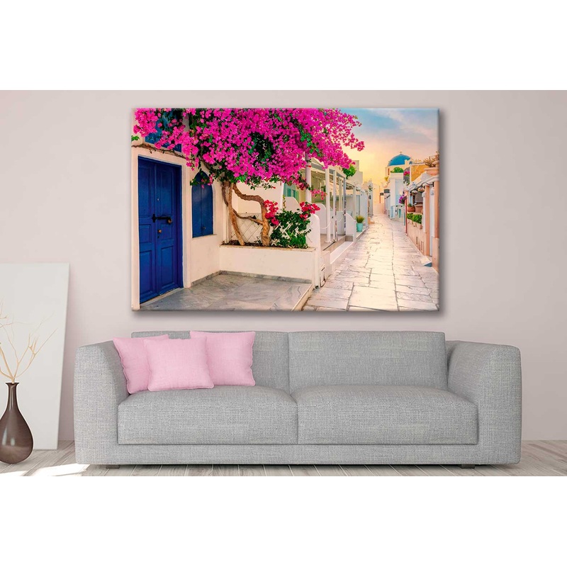 Bella Home View of Oia Street in The Mornong Print Canvas Ready to hang