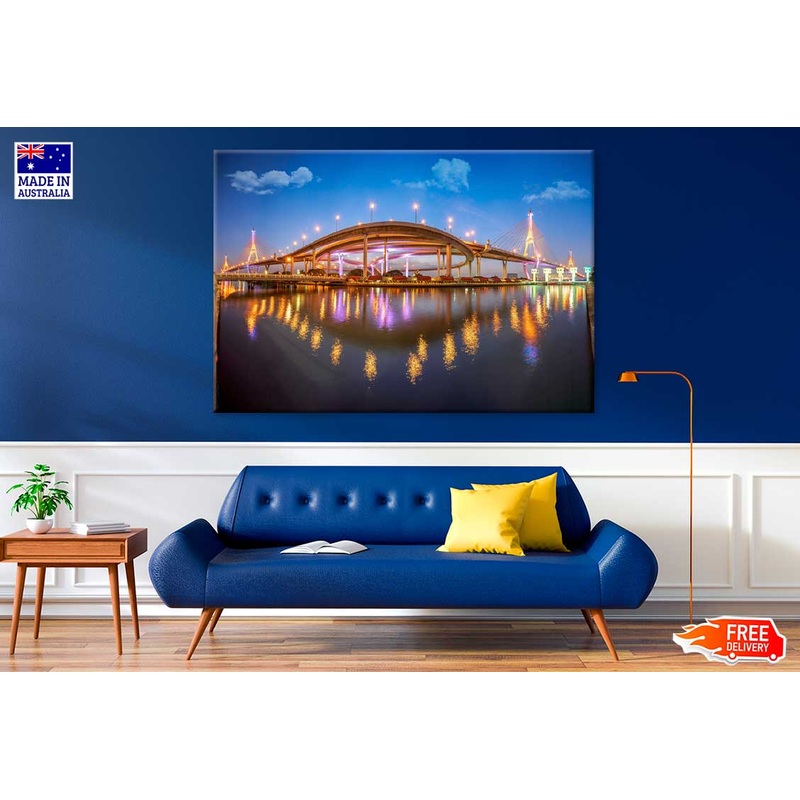 Bhumibol Bridge with Light View Photograph Thailand Print 100% Australian Made