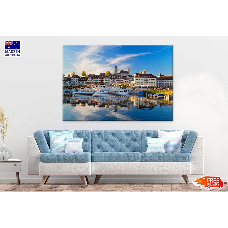 Boats on Lake Zurich View Switzerland Print 100% Australian Made