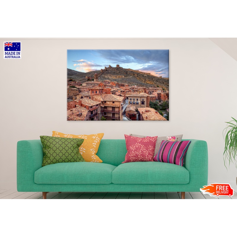 Mountain & City Cloudy Sky View Photograph Print 100% Australian Made