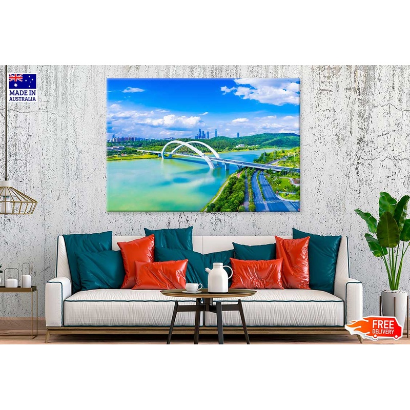 Nanning City with Bridge & Lake View Photograph Print 100% Australian Made