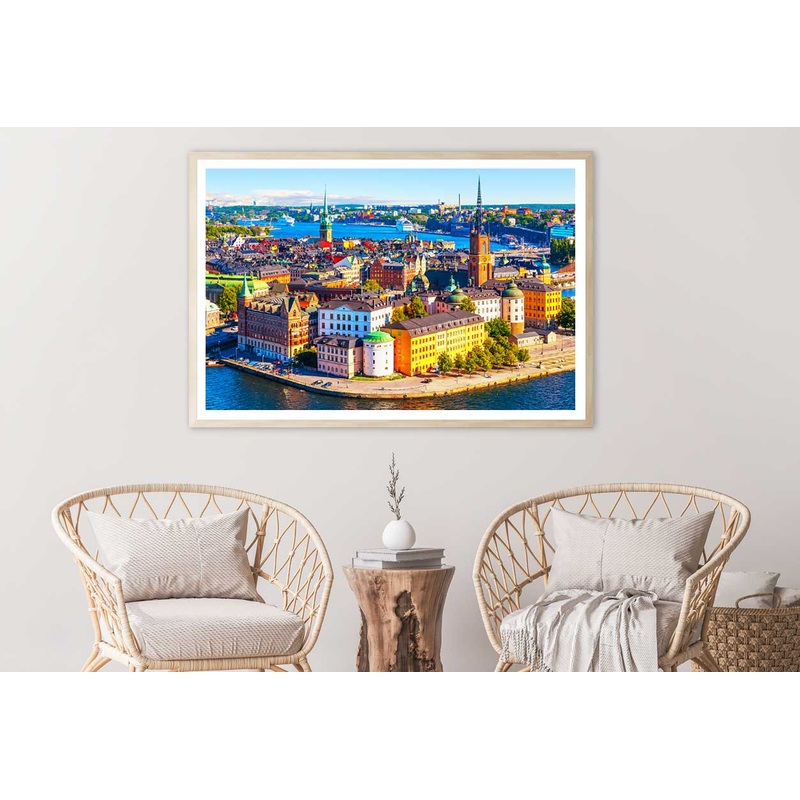 Old Town Skyline Photograph in Stockholm Sweden Home Decor Premium Quality Poster Print Choose Your Sizes