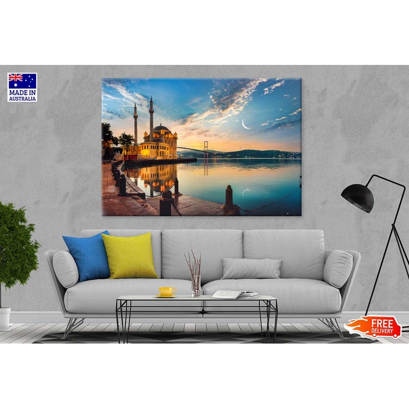 Ortakoy Mosque & Bosphorus Bridge Sunset Scenery Print 100% Australian Made