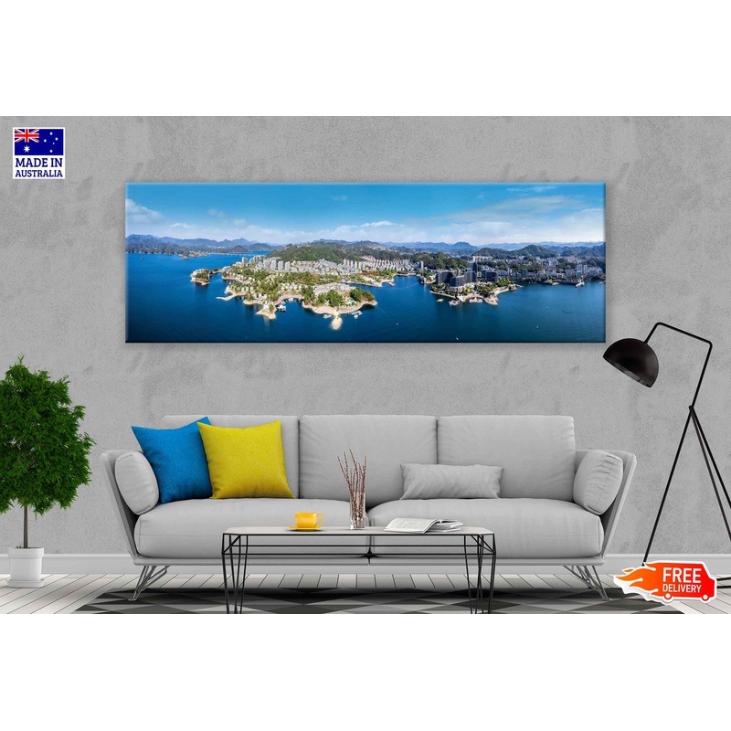 Panoramic Canvas Qiandao Lake & City View Photograph High Quality 100% Australian Made Wall Canvas Print Ready to Hang