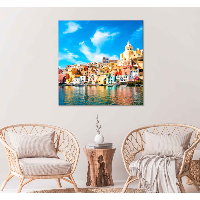 Square Canvas Colorful Island Near Naples Photograph High Quality Print 100% Australian Made