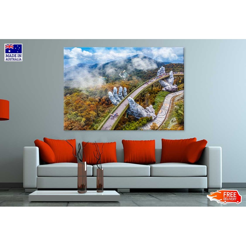 Vietnam Bridge Hands Scenery View Print 100% Australian Made