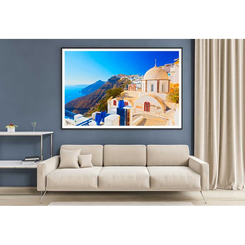 View of Santorini Cyclades Island Photograph Home Decor Premium Quality Poster Print Choose Your Sizes