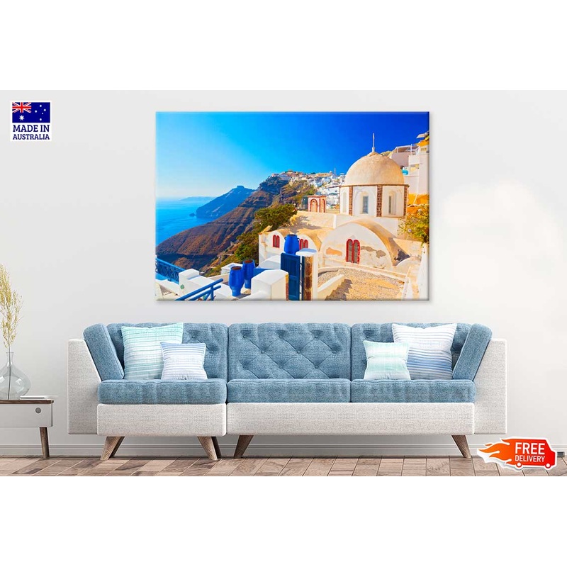 View of Santorini Cyclades Island Photograph Print 100% Australian Made
