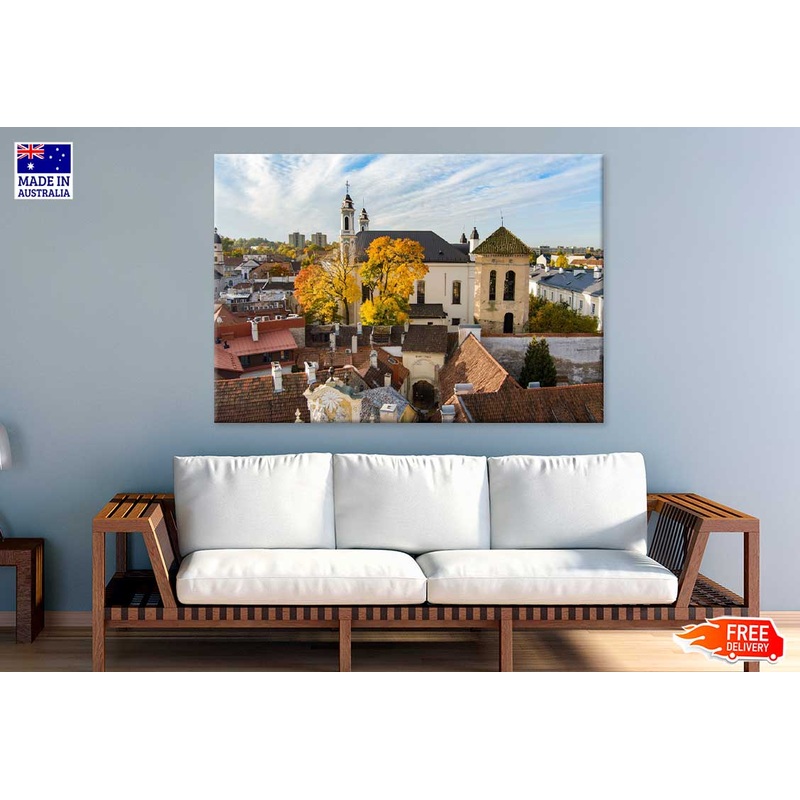 Vilnius City & Autumn Tree Scenery Photograph Print 100% Australian Made