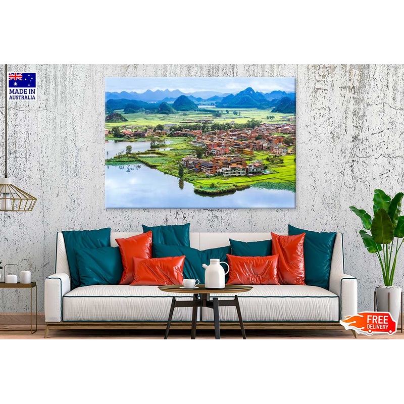 Wenshan City & Mountains Scenery Photograph China Print 100% Australian Made