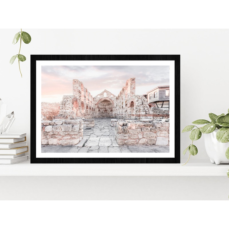 Ancient Building Faded View Photograph Glass Framed Wall Art, Ready to Hang Quality Print
