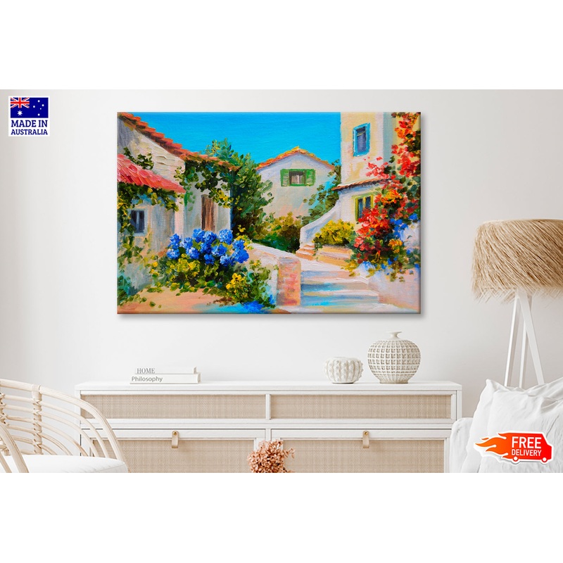Beautiful Houses Near The Sea Oil Painting Wall Art Limited Edition High Quality Print