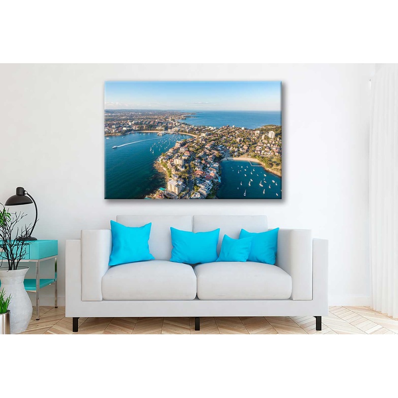 Bella Home Aerial Drone Evening View of Manly Print Canvas Ready to hang